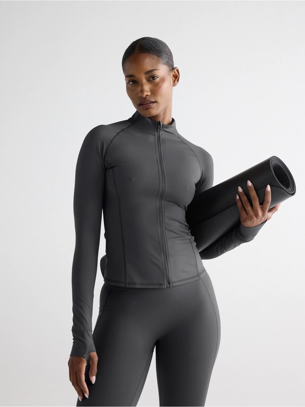 Adanola Ultimate Long Sleeve Zip Up Top - Graphite Grey